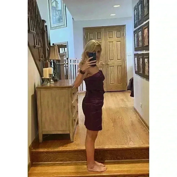 Cache Purple Sleeveless Satin Mini Prom Wedding Cocktail Dress Size xs/2/4/6 - Picture 12 of 14